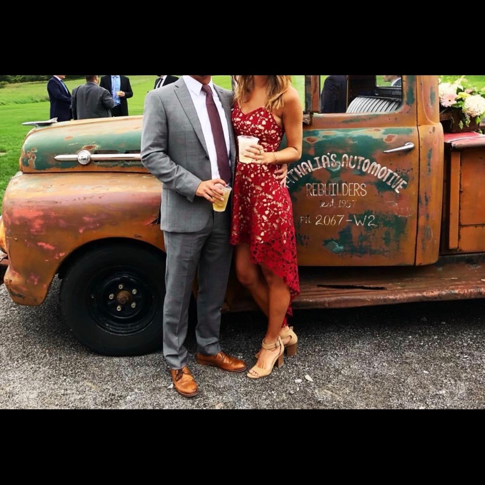 Two Sisters Maroon Lace High Low Dress